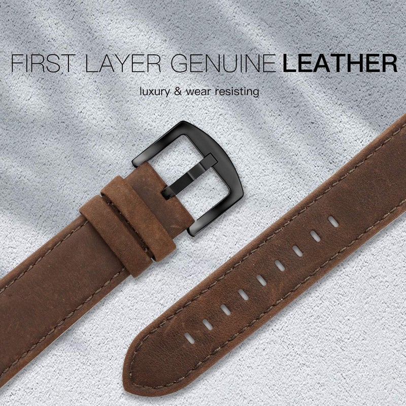 EDIMENS Leather Bands Compatible with Apple Watch 42mm 44mm, Genuine Leather Vintage Strap Classic Buckle Compatible with Apple iWatch Series 5/4/3/2/1, Sports&Edition Men & women, Marron Brown - Image 3